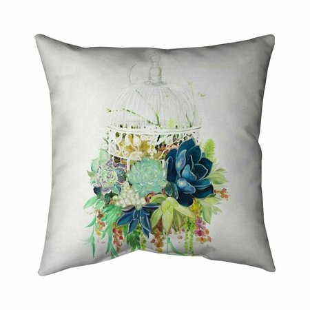 FONDO 26 x 26 in. Bird Cage with Cactus-Double Sided Print Indoor Pillow FO2772756